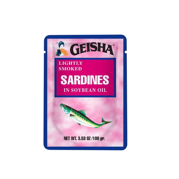 GEISHA Lightly Smoked Sardines in Soybean Oil 3.53oz (Pack of 24), Sardines| HALAL & Kosher Certified Gluten Free Wild Caught Good Source of Protein