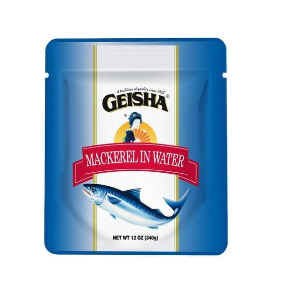 GEISHA Mackerel in Water 12oz (Pack of 24), Mackerel| HALAL & Kosher Certified Gluten Free Wild Caught Good Source of Protein