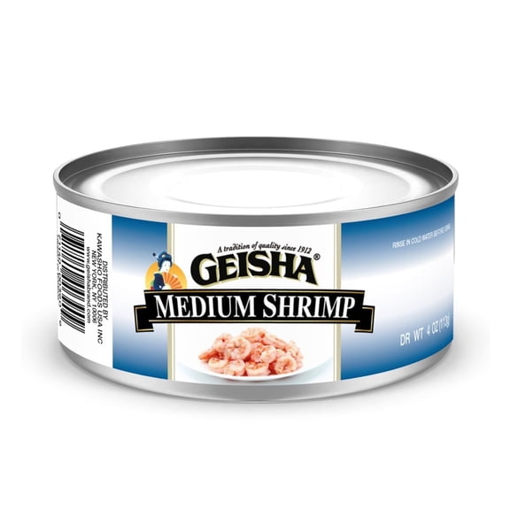GEISHA Medium Shrimp D.W 4oz (Pack of 12)| Farm Raised,Zero Trans Fat,Iron 10%DV,Vitamin D 25%DV,Protein 15g,Calcium 15%DV,Good Source of Protein,Product of Ecuador
