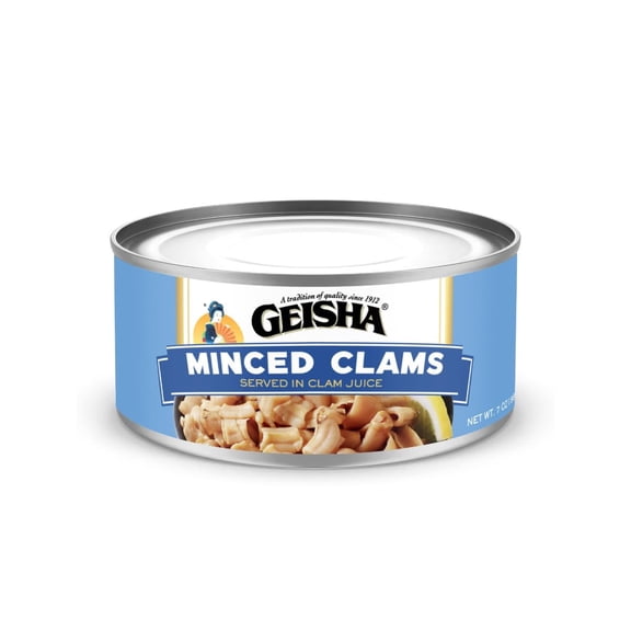 GEISHA Minced Clams (Razor Clams) in Clam Juice 7oz (Pack of 12) | Zero Sat Fat & Trans Fat Wild Caught Good for Clam Chowder Gluten Free No MSG NON-GMO