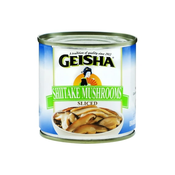 GEISHA Shiitake Mushrooms Sliced 4OZ. (Pack of 12), Shiitake | Halal Certified - NON-GMO - Gluten Free-Good Source of Fiber-Rich in Iron-Only 30 Calories per Container