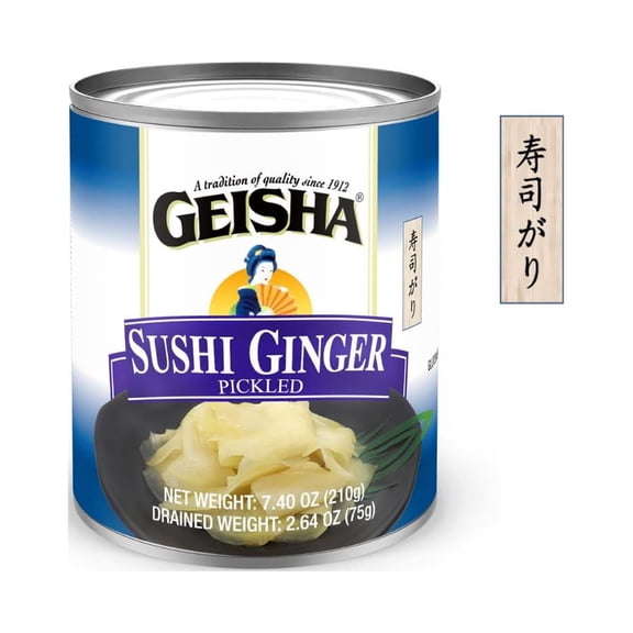 GEISHA Sushi Ginger Pickled 7.40oz (Pack of 12), Pickled Ginger| Gluten Free 60 Calories per can For Sushi Use