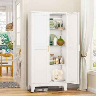 GEITIN Freestanding Metal Pantry Storage Cabinet Cupboard for Kitchen Dining Room Living Room