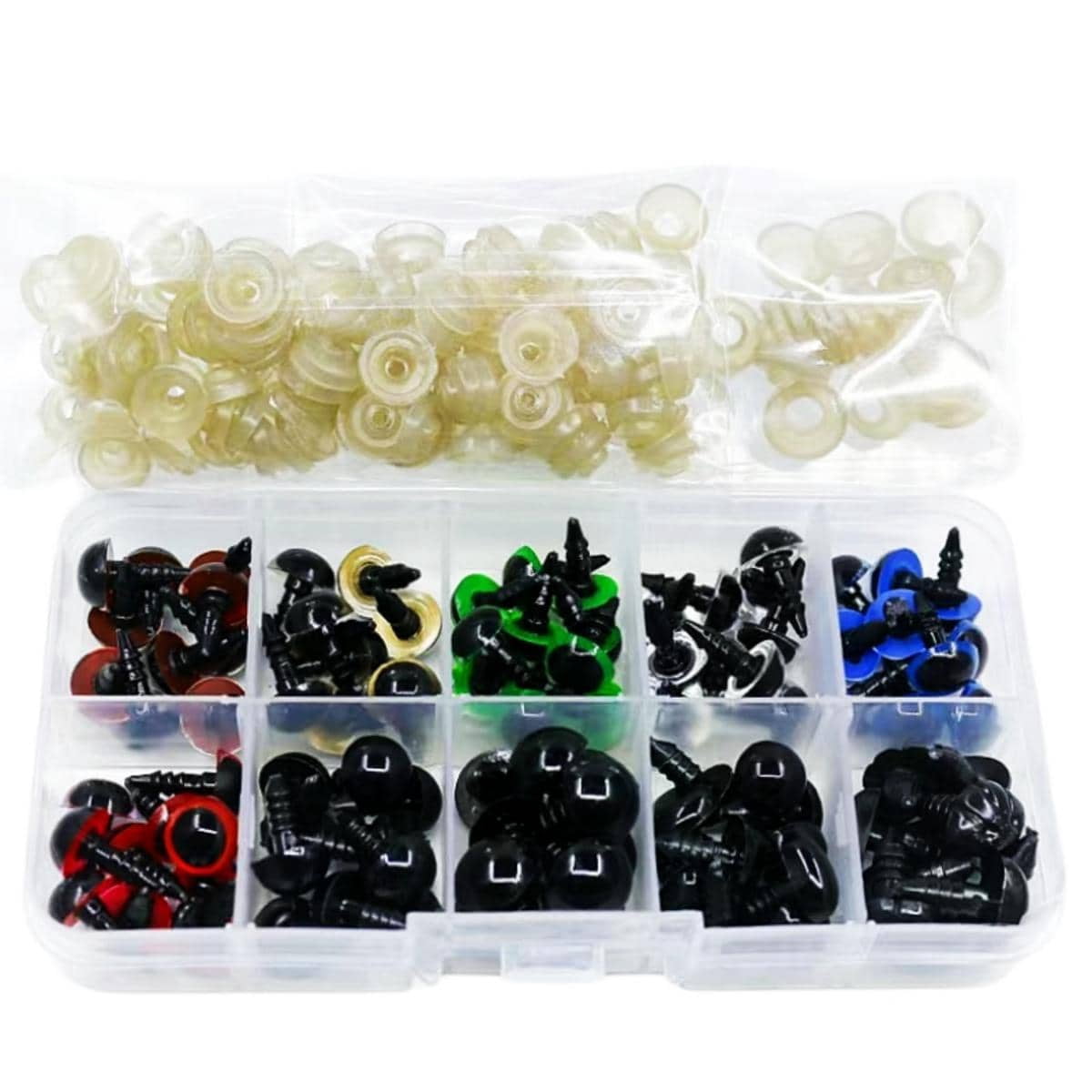 GEIWOGUO 100pcs 10/12mm Color Plastic Crafts Safety Eyes Nose for Teddy Bear Soft Toy Animal Doll Amigurumi DIY Accessories