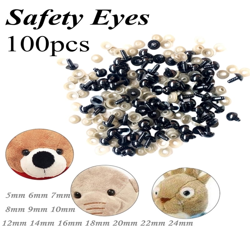 GEIWOGUO 100pcs 5-24mm Black Plastic Safety Eyes Amigurumi Soft Toy Teddy Bear DIY Craft