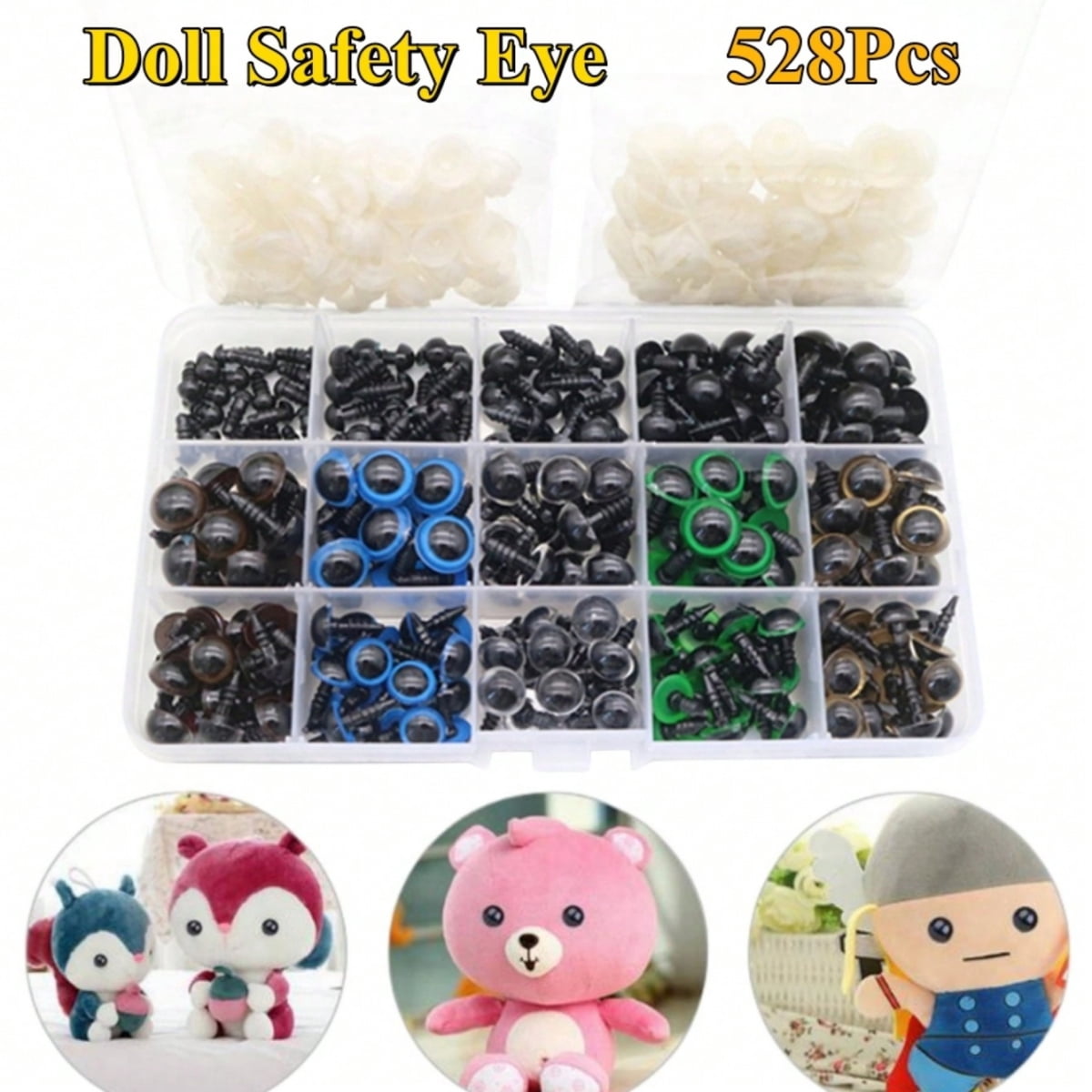 GEIWOGUO 264pcs Plastic Safety Eyes For Toys Teddy Bear Stuffed Snap Animal Amigurumi Puppet Dolls Craft Eyes Handmade Doll