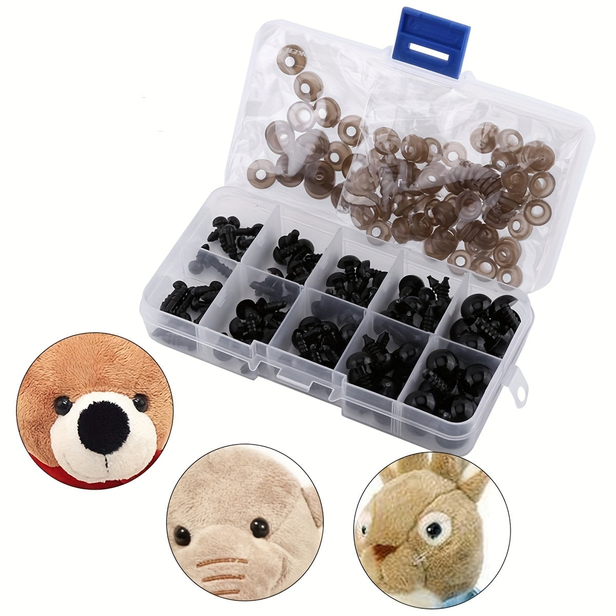 GEIWOGUO 284pcs 6-12mmPlastic Safety Eyes Craft Doll Black Eyes With Gaskets For DIY Crafts Stuffed Animals KnittingToy