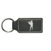GEK Cobra Operator Keychain Leatherette Rectangle - Laser Engraved - Many Colors - Key Chain Ring - seals gsg-9 special forces operations spec ops - Black / Silver