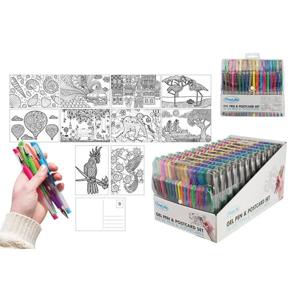 GEL PEN COLORING POST CARD SET