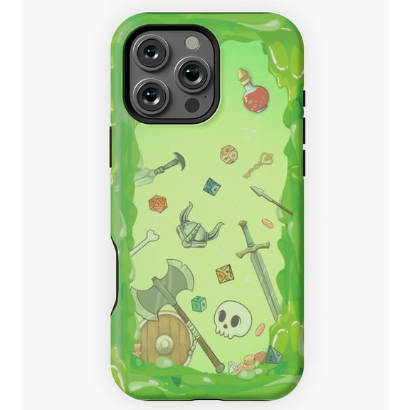 GELATINOUS CUBE Green ooze dnd monster dnd dice Skeleton loot axe and sword GA6598 Phone Case for iPhone 11 to 17 Pro Max