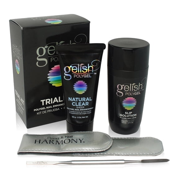 GELISH ~ POLYGEL TRIAL KIT ~ INCLUDES NATURAL CLEAR 4OZ SLIP SOLUTION TUBE KEY MULTI-PUPOSE TOOL