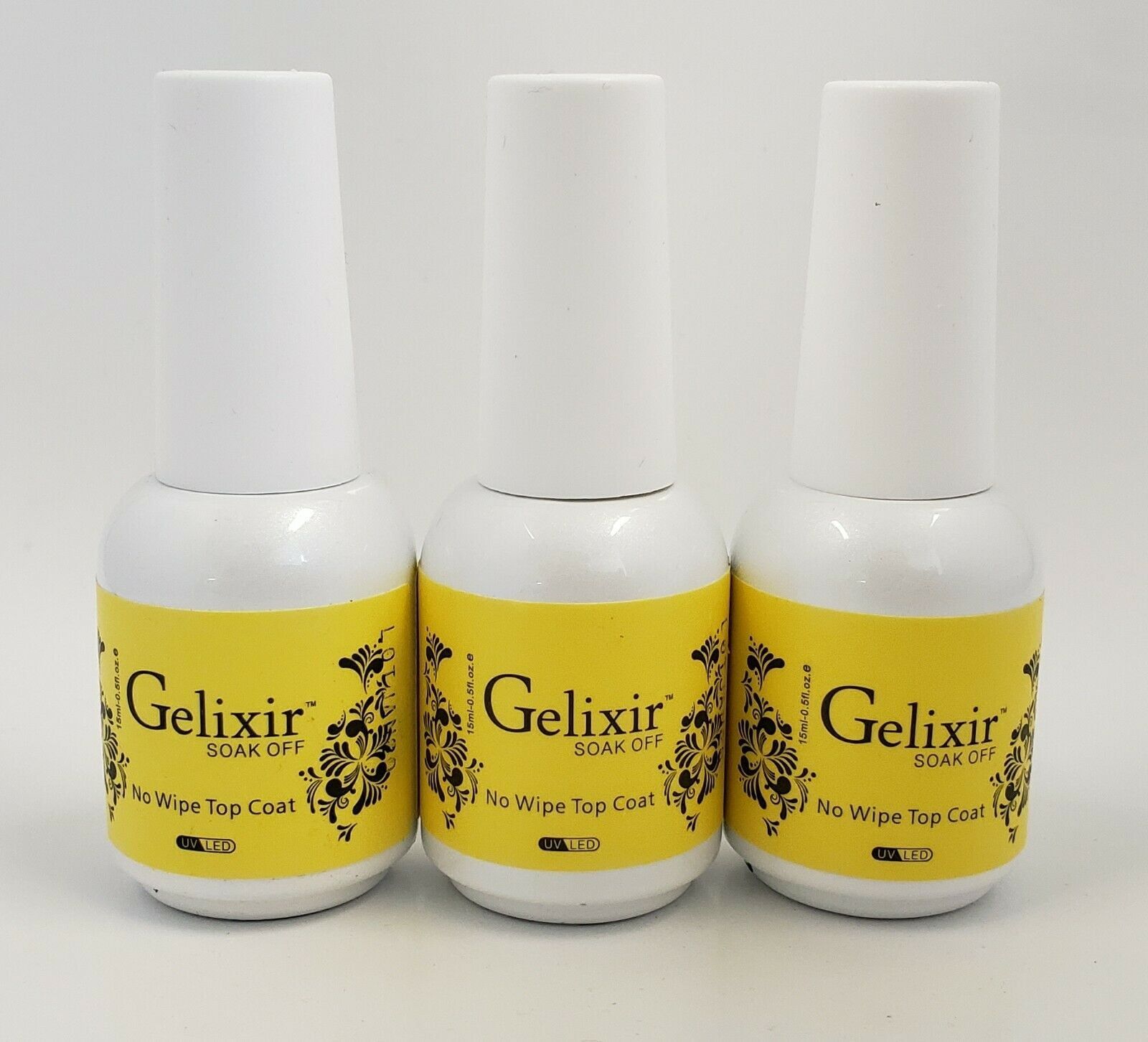 GELIXIR - Manicure Soak Off Gel No-Wipe Top coat 0.5 fl.oz - Pack of 3 ...