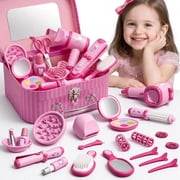 Gelomee 28Pcs Hair Makeup Kit Toys for Girls Kids, Pretend Play Set with Realistic Blow Dryer , Birthday Gifts Easter Presents Aged 3-8 Year Old