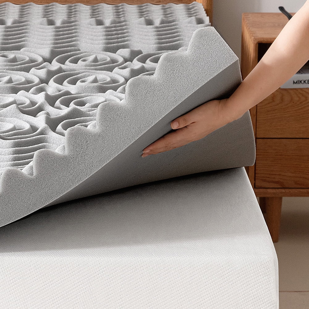 Queen Gray Bamboo Charcoal Memory Foam Mattress Topper
