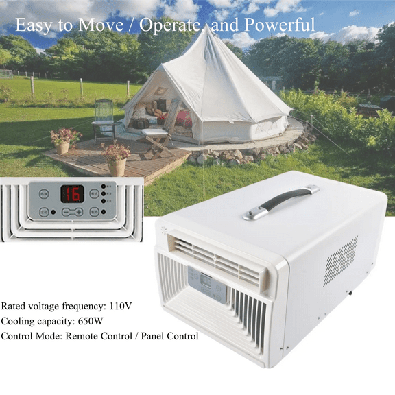 GELUOXI 110V Electric Portable Air Conditioner Mini Outdoor Camping Tent AC Kit White 650W