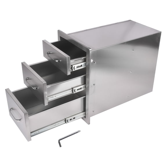 GELUOXI 14x20.3 Inch Outdoor Kitchen Drawers Stainless Steel, Flush Mount Triple Drawers, 14W x 20.3H x 23D Inch, with Stainless Steel Handle, Outdoor Kitchens or BBQ Island