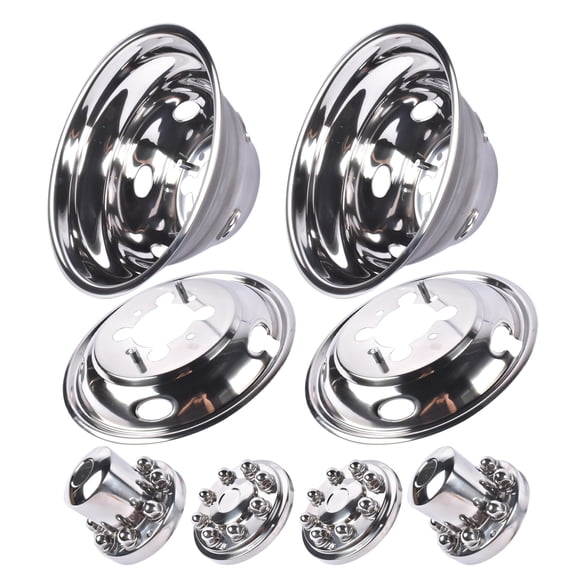 GELUOXI 17" 4 Stainless Steel Dual Wheel Simulator Covers for Dodge Ram 3500 2003-2018 4X4 4X2