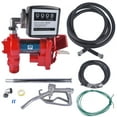 GELUOXI 20GPM 12V Red Fuel Transfer Pump with Oil Meter & Manual Nozzle