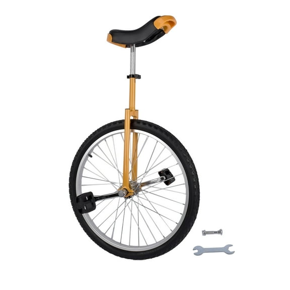 GELUOXI 24 Inch Wheel Unicycle Balance Fitness Exercise Adult Kids Outdoor Sports Training Cycling Unicycle with Steel Rim ,Mountain Tire Cycling Sports Exercise with Adjustable Seat(Yellow)