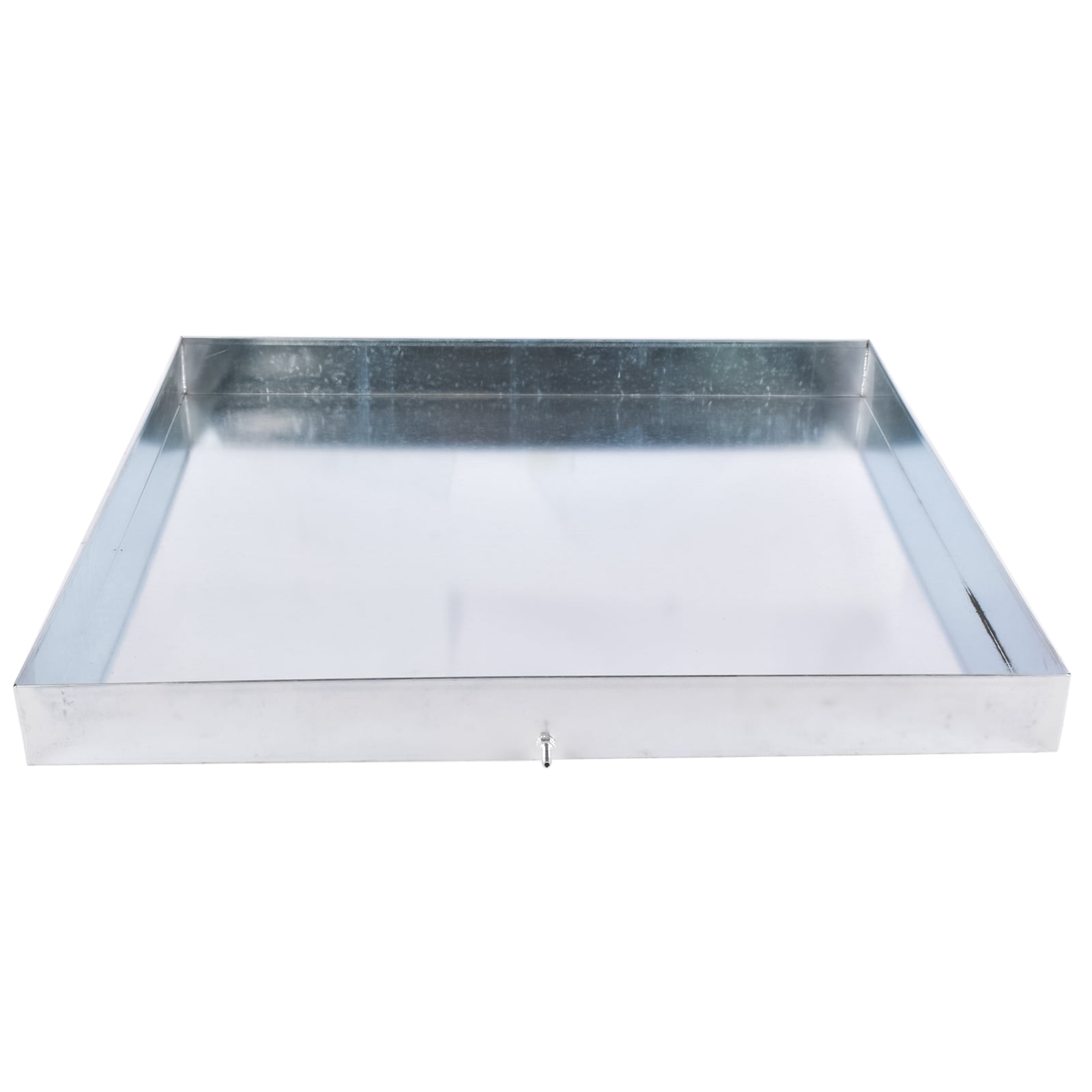 GELUOXI 27 x 25 x 2.5 Inch Washing Machine Pan Galvanized Steel Washing Machine Drain Pan Heavy Duty Compact Washer Drip Tray with Drain Hole & Hose Adapter