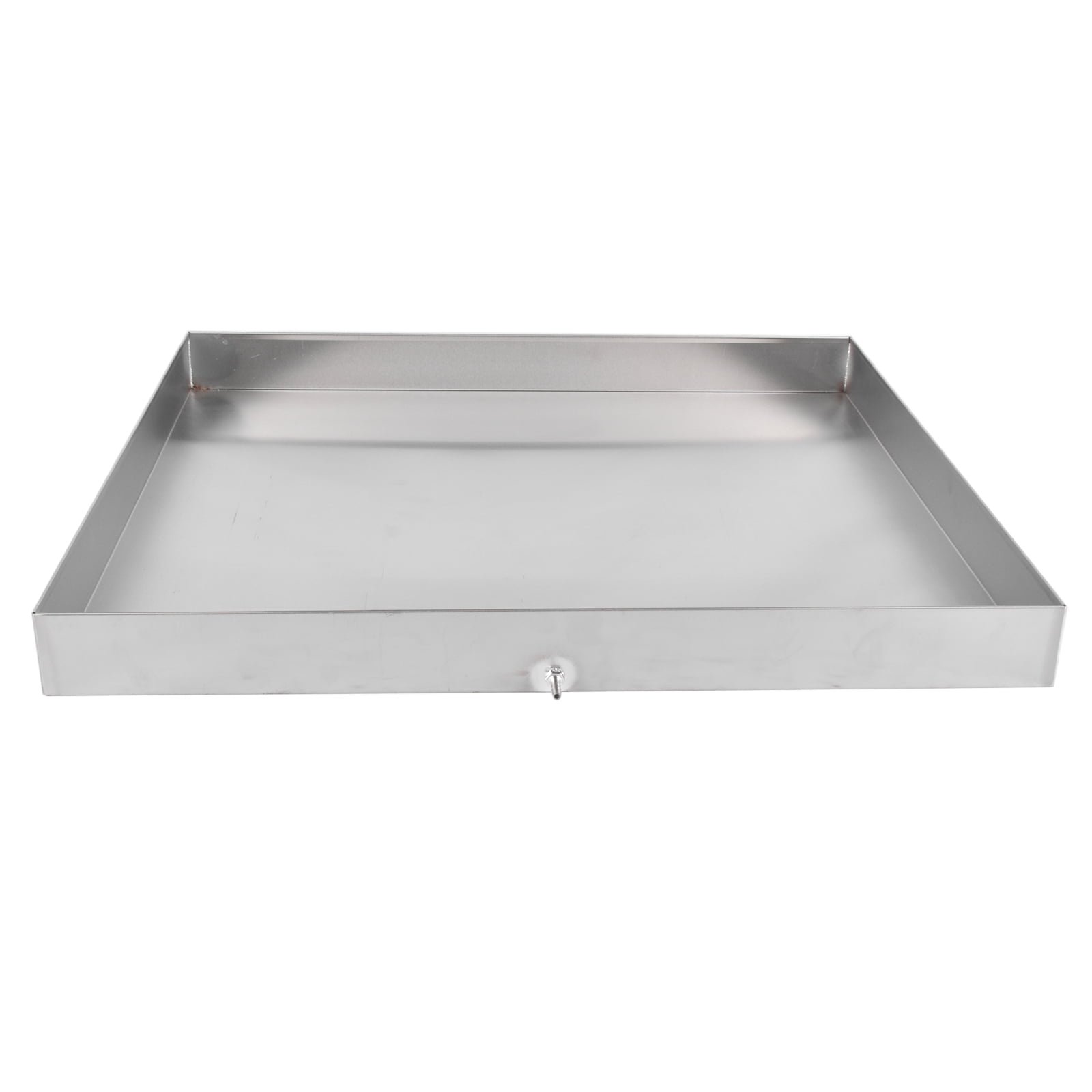 GELUOXI 27 x 25 x 2.5 Inch Washing Machine Pan Stainless Steel Washing Machine Drain Pan Heavy Duty Compact Washer Drip Tray with Drain Hole & Hose Adapter