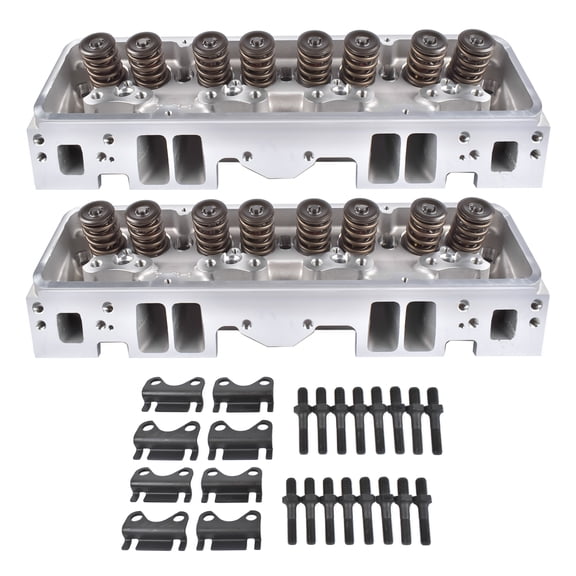 GELUOXI 2Pcs Cylinder Head Assembly for SBC Small Block Chevy 350 190cc 64cc 2.02/1.60'' - Straight 129006601