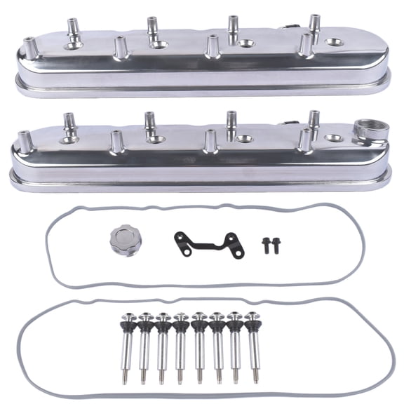 GELUOXI 2Pcs Polished Aluminum Engine Valve Cover for All GM LS Engines LS1 LS2 LS3 LS6 LS7 Silver