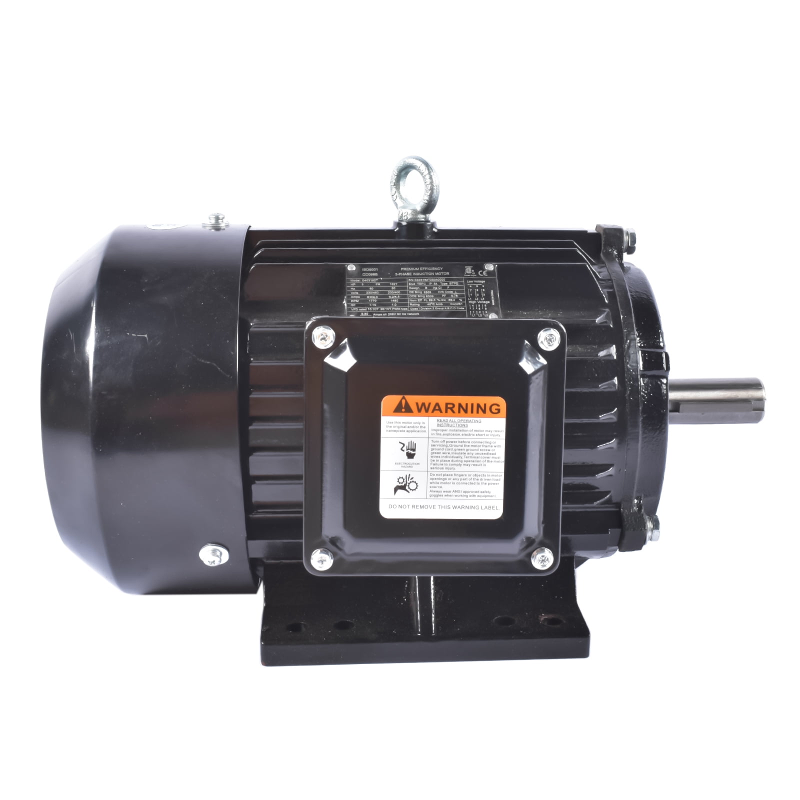 GELUOXI 3 HP 3 Phase Electric Motor 1800 RPM 182T Frame 230/460V TEFC 1 ...