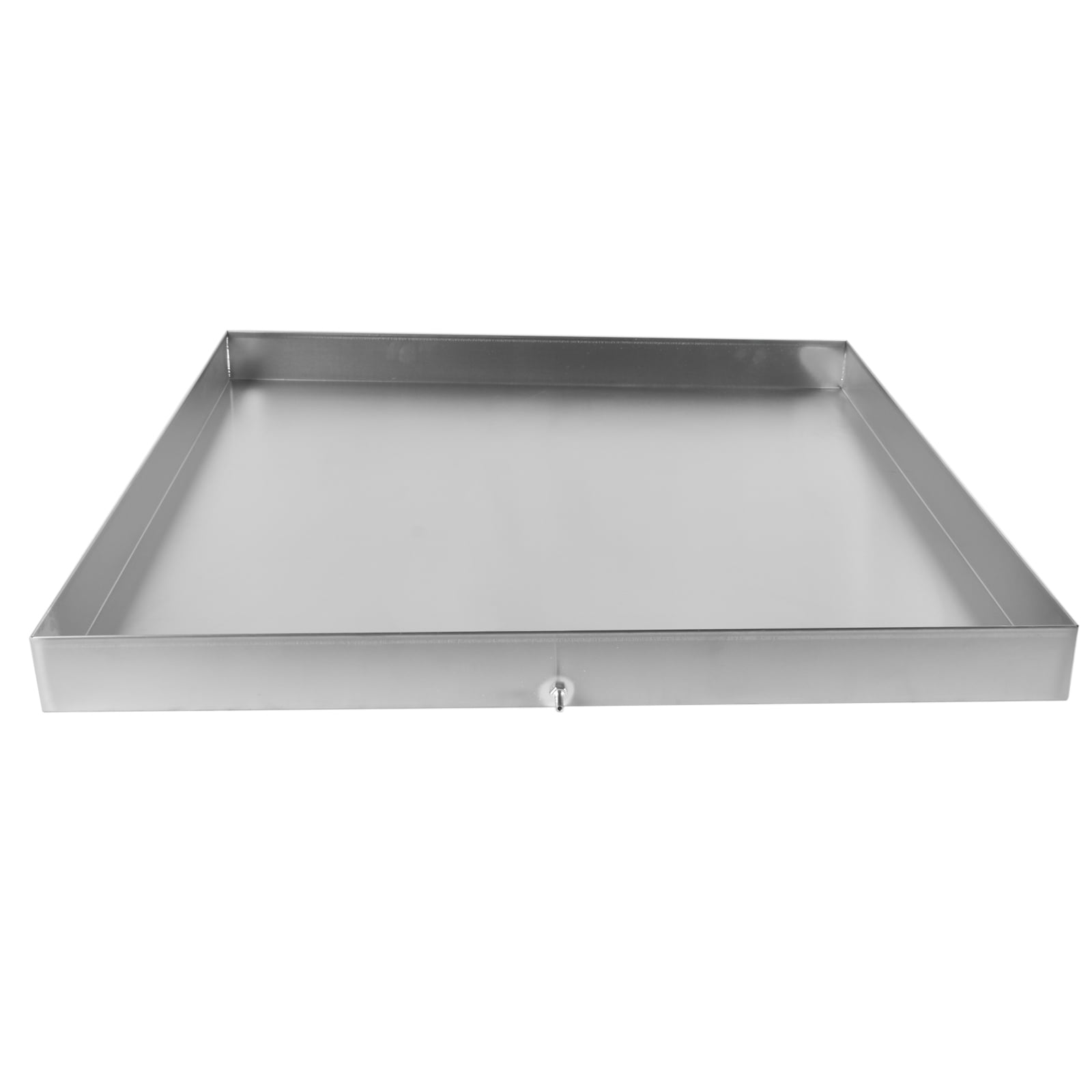 GELUOXI 32 x 30 x 2.5 Inch Washing Machine Pan Stainless Steel Washing Machine Drain Pan Heavy Duty Compact Washer Drip Tray with Drain Hole & Hose Adapter