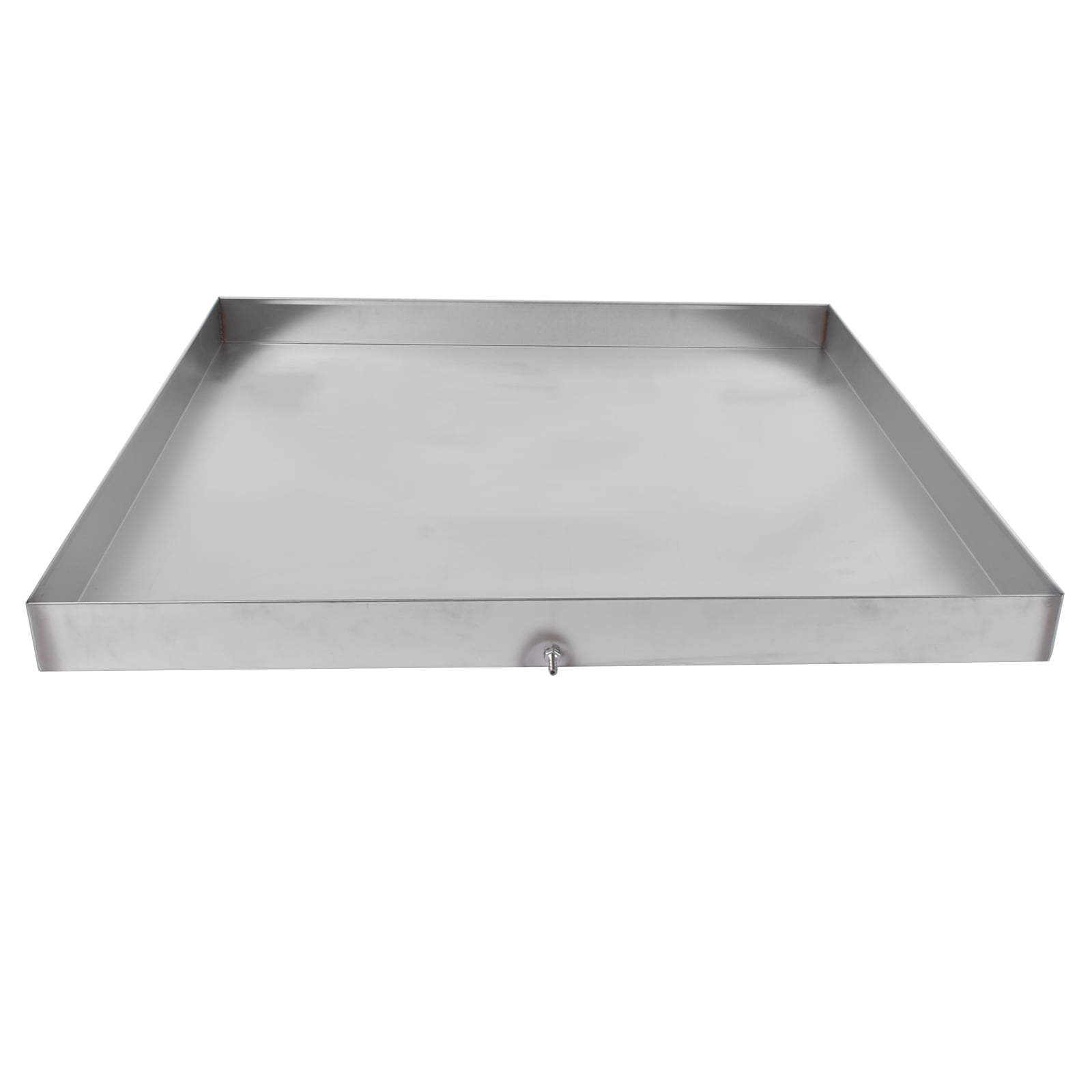 GELUOXI 32 x 32 x 2.5 Inch Washing Machine Pan Stainless Steel Washing Machine Drain Pan Heavy Duty Compact Washer Drip Tray with Drain Hole & Hose Adapter