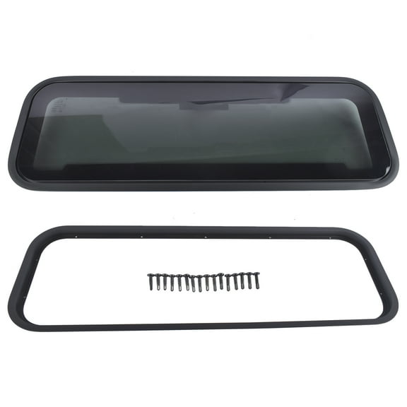 GELUOXI 33.5" W x 10.5" H Tinted RV Window with Net Screen and Trim Ring Fit for 2" Thickness Wall