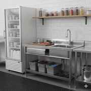 GELUOXI 39.3*19.6 in Stainless Steel Utility Sink, single bowl with right drainboard, pull-out faucet, hot/cold pipes, drawer, for indoor/outdoor use in kitchens, laundry rooms, or farmhouses