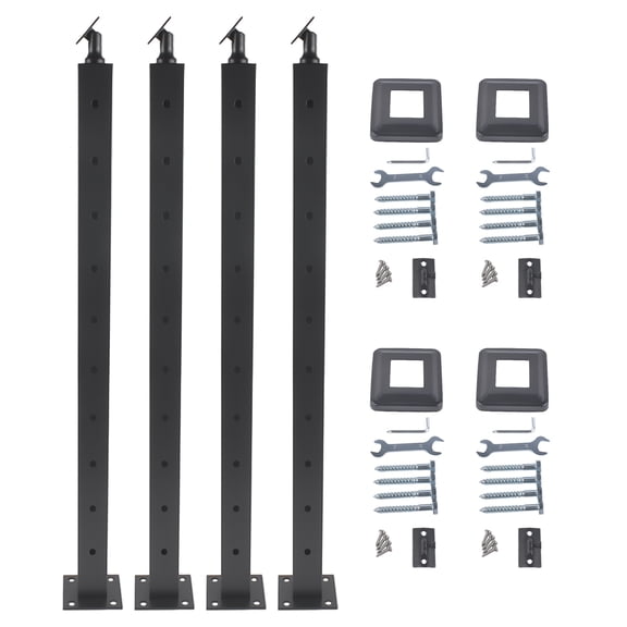 GELUOXI 4Pack Black Stair Cable Railing Post 35 Inch for 25-35 Degrees Stair 35"x2"x2" Surface Mount T304 Stainless Steel Cable Railing System Kit Indoor Outdoor