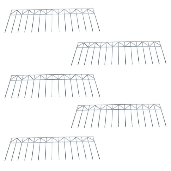 GELUOXI 5 Pack 32" L x 10" H Animal Barrier Fence, No Dig Fence Patented Product, 5.5mm Galvanized Stakes , Metal Fence Panel for Outdoor Yard Patio, Total 13.3Ft(L) X 10in(H) Silver
