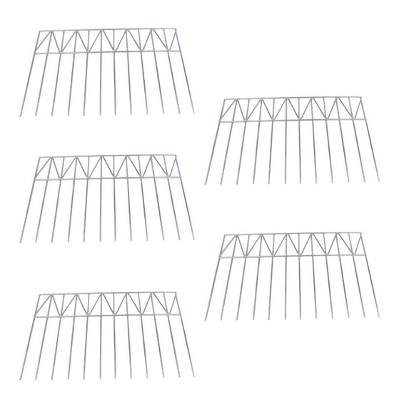 GELUOXI 5 Pack 32" L x 10" H Animal Barrier Fence, No Dig Fence Patented Product, 5.5mm Galvanized Stakes , Metal Fence Panel for Outdoor Yard Patio, Total 13.3Ft(L) X 10in(H) Silver