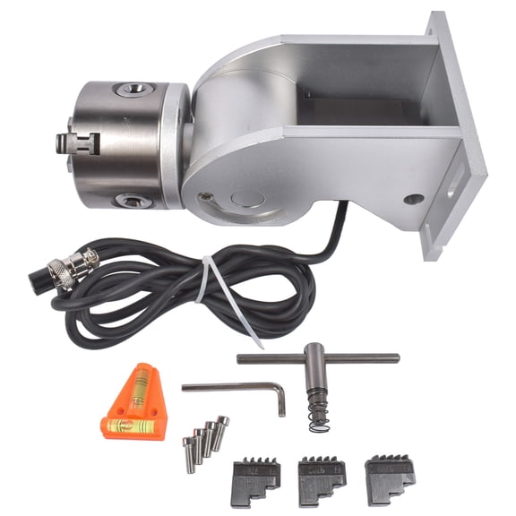 GELUOXI 80mm Rotary Axis 3 Jaw Rotary Attachment Stepper Motor For Fiber Laser Engraver 1Pc