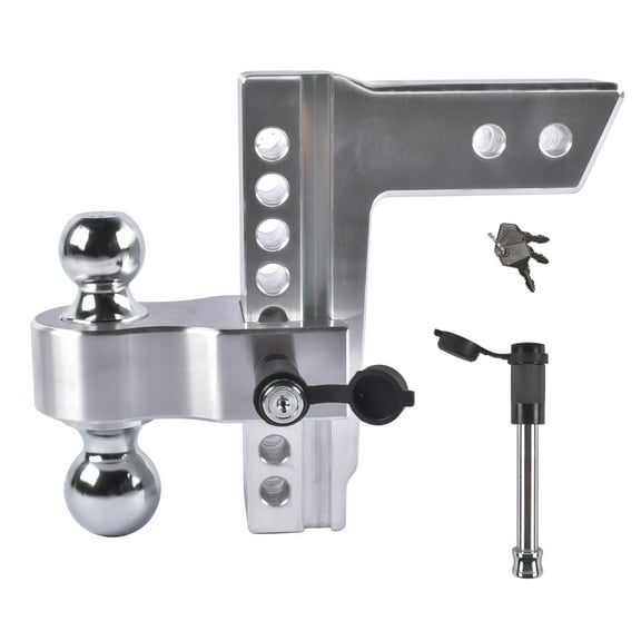 GELUOXI Adjustable Trailer Hitch Aluminum Fit 2.5" Receiver 8" Drop/Rise 18500 LBS 2" & 2-5/16" Dual Ball