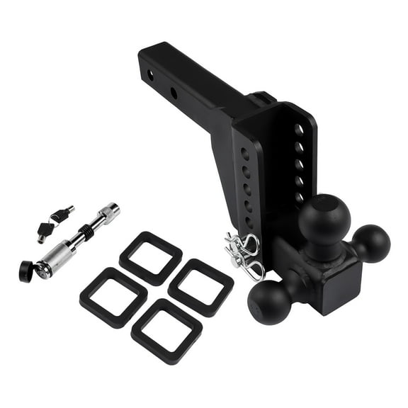 GELUOXI Adjustable Trailer Tow Hitch 2" Receiver 18,500 lbs 6" Drop/Rise Tri-Ball Mount with Anti-Theft Locks