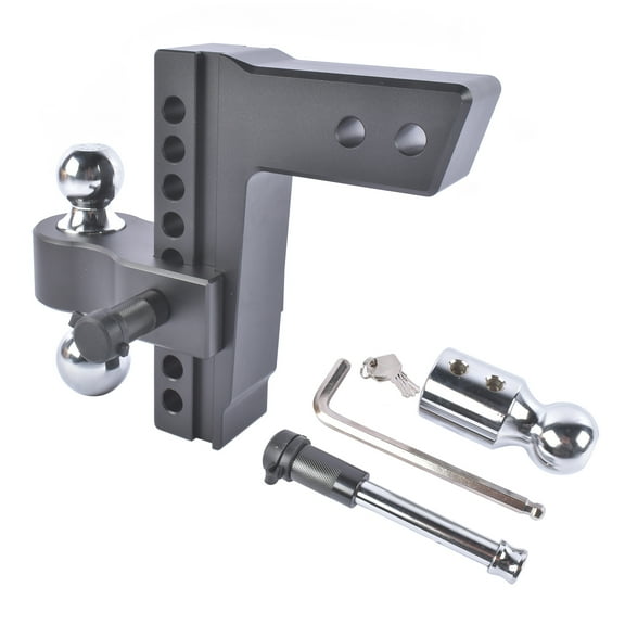 GELUOXI Black Aluminum Trailer Tow Hitch Fits 2.5" Receiver 8" Drop/Rise, 1-7/8" 2" 2-5/16" Tri Hitch Balls 18500 LBS