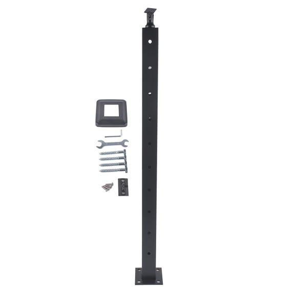 GELUOXI Black Cable Railing Post 35 Inch 35"x2"x2" Level Drilled Surface Mount T304 Stainless Steel Cable Railing System Kit Indoor Outdoor