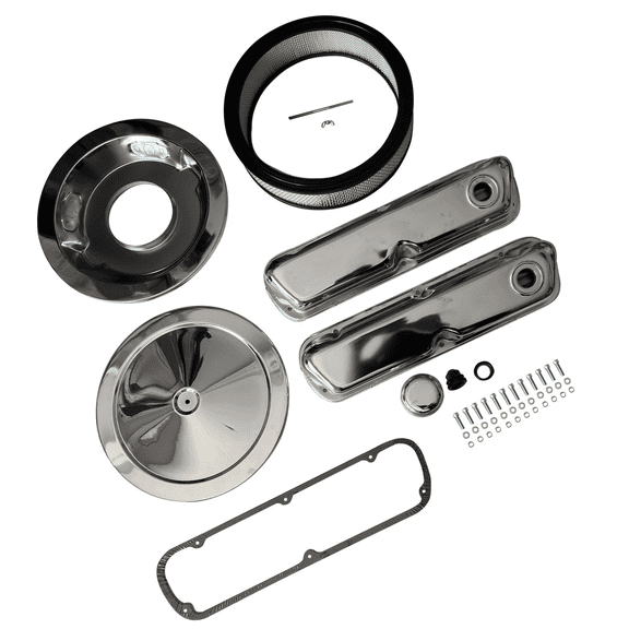 GELUOXI Chrome Engine Dress Up Kit Valve Covers 14" Air Cleaner for SB Ford 260 289 302 351W