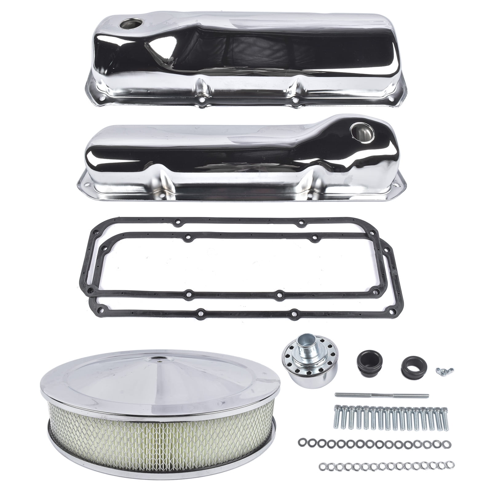 GELUOXI Chrome Engine Dress Up Kit Valve Covers Washable Air Cleaner ...
