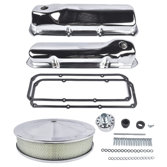 GELUOXI Chrome Engine Dress Up Kit Valve Covers Washable Air Cleaner for Ford 351C 351M 400M Engines