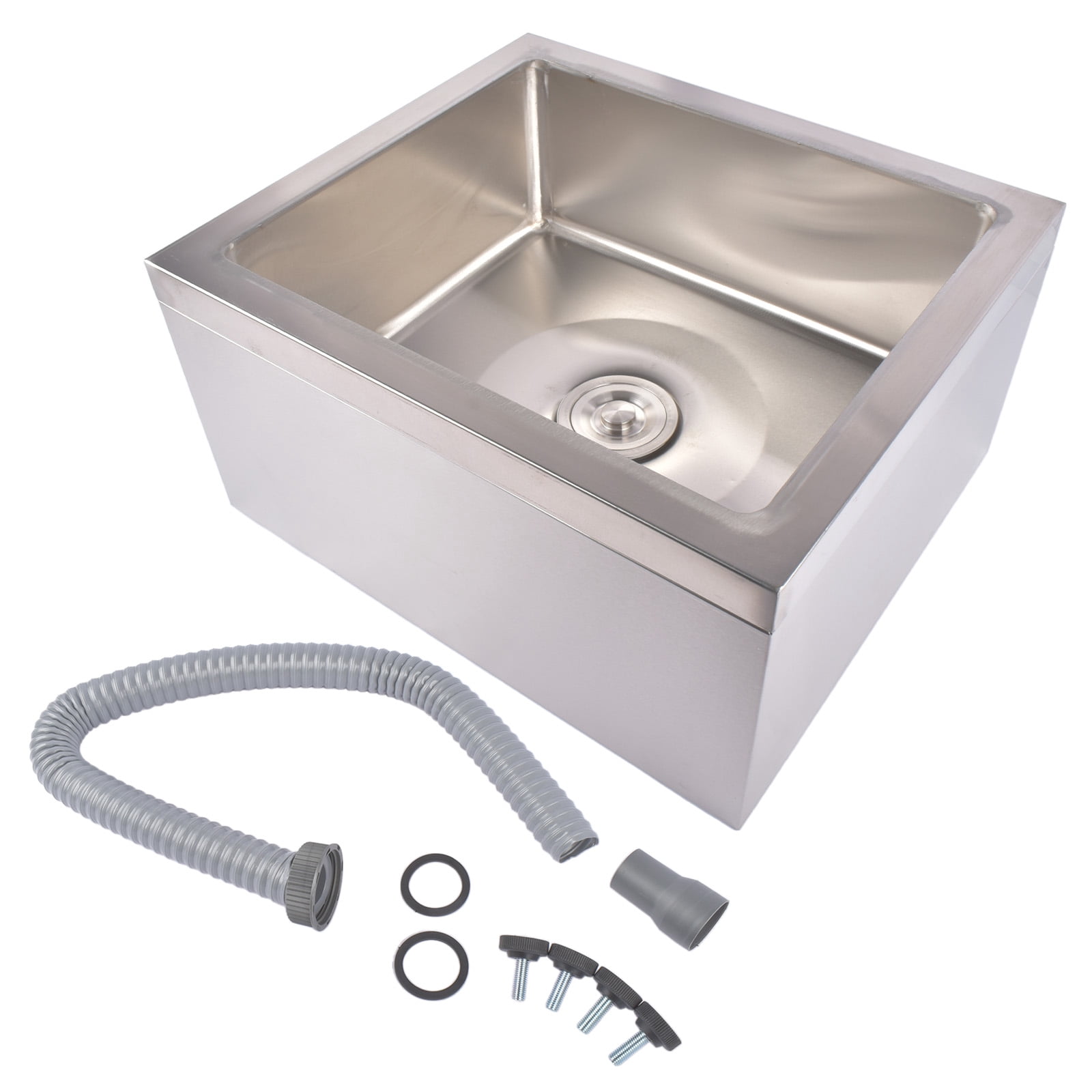 GELUOXI Commercial Mop Sink 24x24x13in without Backsplash, Stainless Steel Utility Mop Basin with Drain Assembly Wall-Mounted Deep Tub for Restaurant/Hospital