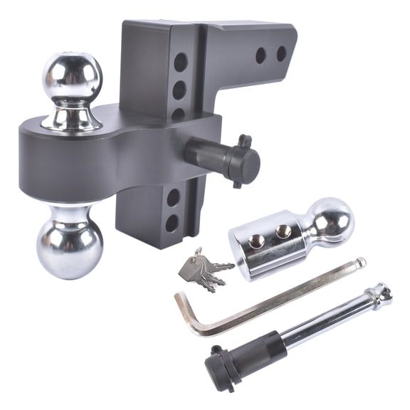 GELUOXI Fits 2.5" Receiver Aluminum Trailer Hitch 6" Drop/Rise Tow Hitch 18500 LBS 1-7/8" 2" 2-5/16" Tri Balls
