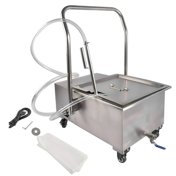 GELUOXI Fryer Filter Machine - 38L/ 10 GAL Mobile Fryer Oil Filter Machine, Stainless Steel Commercial Deep Fryer Oil Filtration Grease Filter Machine for Restaurant Supermarket 370W 110V