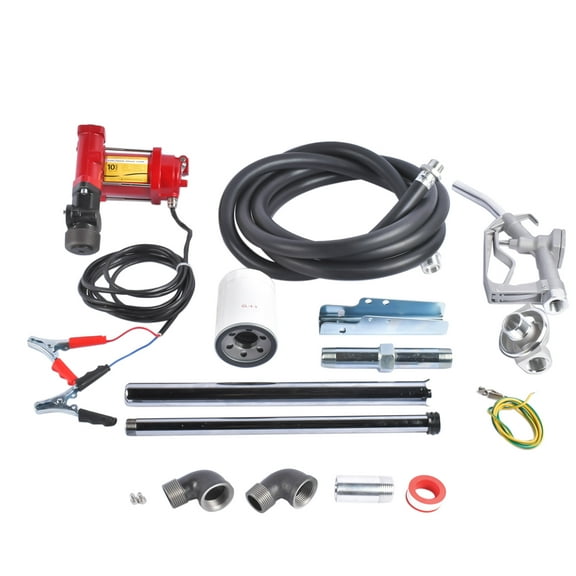GELUOXI High Flow 10GPM 12V Fuel Transfer Pump with Hose & Manual Nozzle Kit for Gasoline Diesel Kerosene