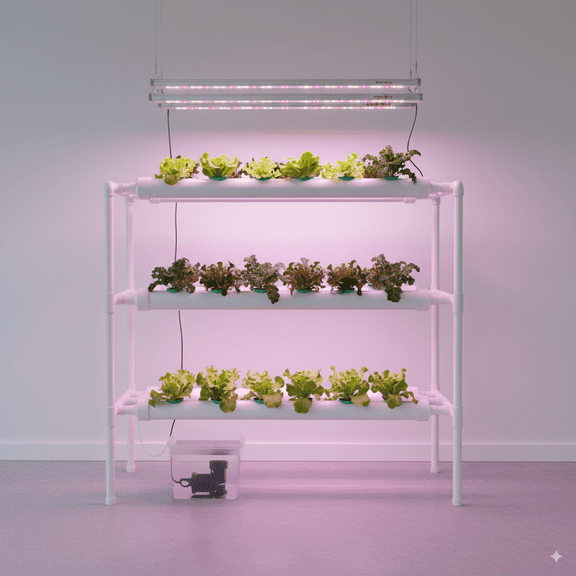 GELUOXI Hydroponic Grow Kit, 3 Layer 90 Plant Sites 10 Food-Grade PVC-U Pipes Hydroponics Planting System with Water Pump, Pump Timer, Nest Basket and Sponge for Leafy Vegetables