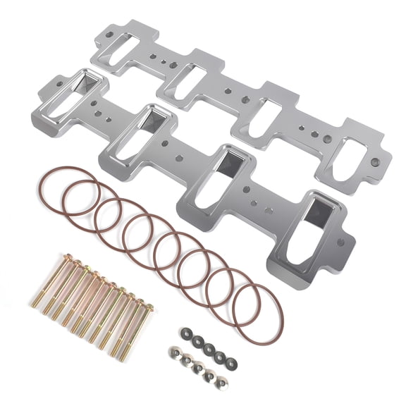 GELUOXI Intake Manifold Adapters For 551316 Cathedral Port Cyl Head to Rectangle Port Silver 2 Pcs