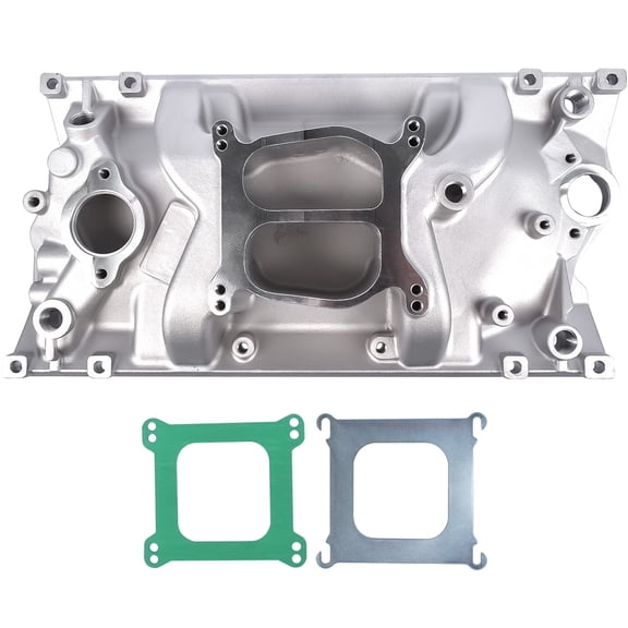 GELUOXI Intake Manifold Chevy Dual Plane Satin Aluminum for Vortec V8 305 350 Heads 1996- 1Pc